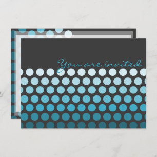 Aqua Blue Ombre Dots Invitation