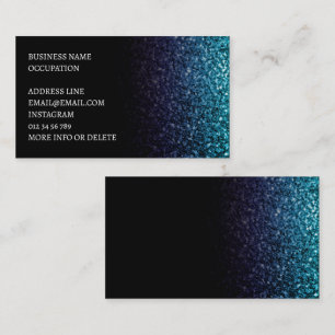 Aqua blue Ombre faux glitter sparkle black elegant Business Card