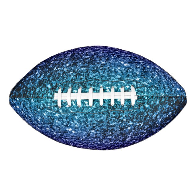 Aqua blue ombre faux glitter sparkles american football (Front)