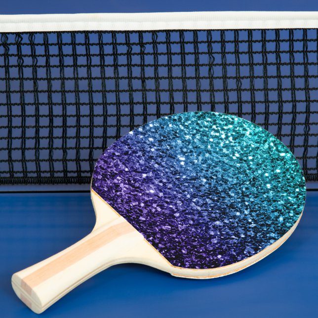 Aqua blue Ombre faux glitter sparkles Ping Pong Paddle (Insitu)