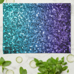 Aqua blue Ombre faux glitter sparkles Tea Towel<br><div class="desc">Beautiful girly glamourous dark and light blue shiny glitters sparkles. Photo of cyan and dark blue sparkles not actual glitter!</div>