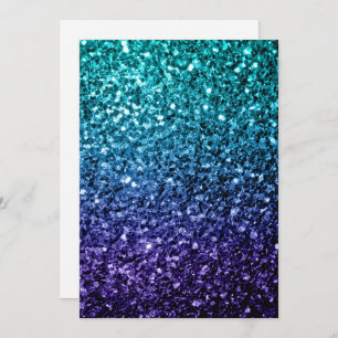 Aqua blue Ombre glitter sparkles Personalise Invitation