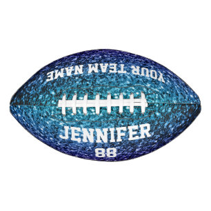Aqua blue ombre glitter sparkles Your name Team American Football