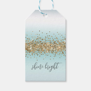 Aqua Blue Ombre Gold Glitzy Sparkle  Gift Tags
