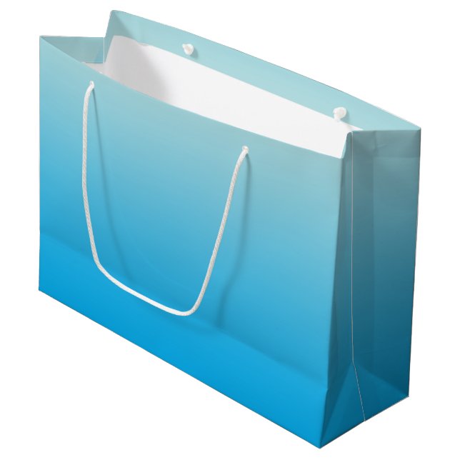 Aqua Blue Ombre Large Gift Bag (Front Angled)