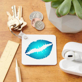 Aqua Blue Ombre Lips Key Ring