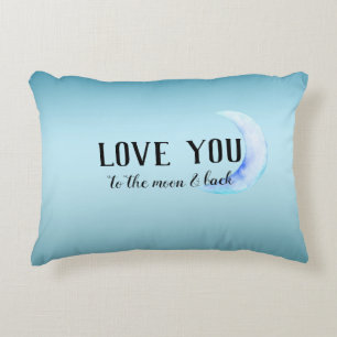 Aqua Blue Ombre Moon Decorative Cushion