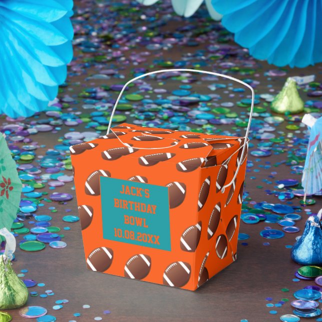 Aqua Blue Orange Football Theme Celebration Party  Favour Box (Party)