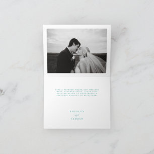 Aqua Blue Photo Card Thank you Minimalist Wedding