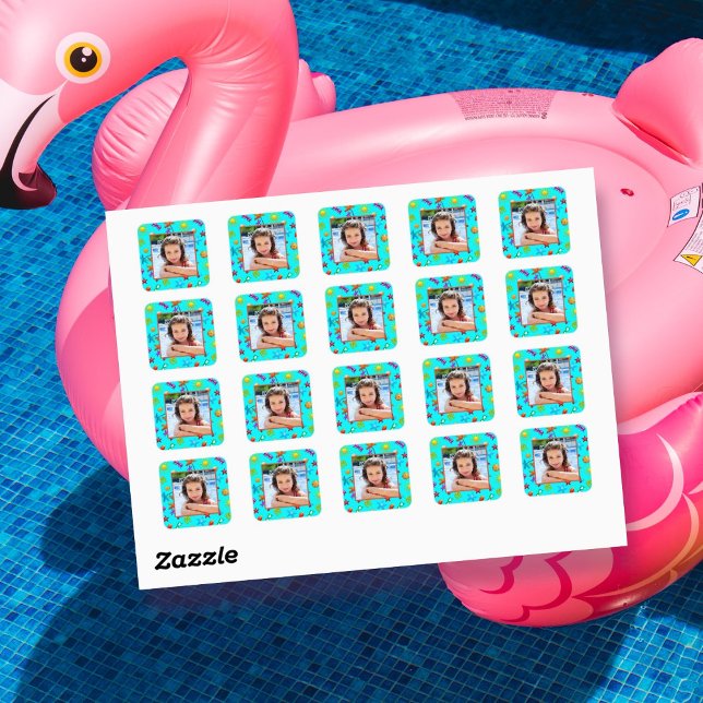 Aqua Blue Photo Stickers Summertime Pattern (Creator Uploaded)