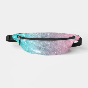 Aqua blue Pink ombre sea galaxy abstract Bum Bags