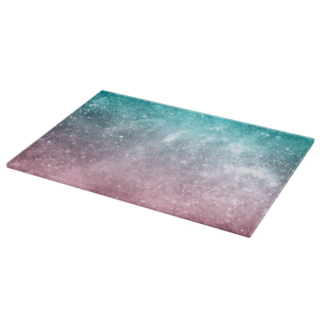 Aqua blue Pink ombre sea galaxy abstract Cutting Board (Corner)