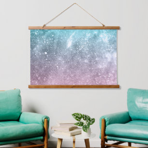 Aqua blue Pink ombre sea galaxy abstract Hanging Tapestry