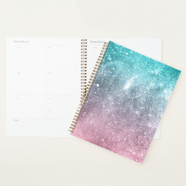 Aqua blue Pink ombre sea galaxy abstract Planner (Display)