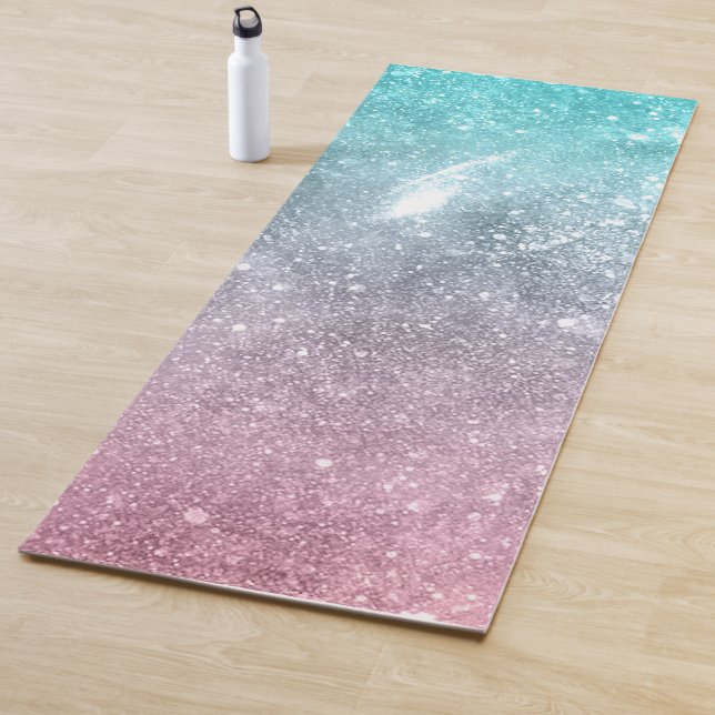 Aqua blue Pink ombre sea galaxy abstract Yoga Mat (In Situ)