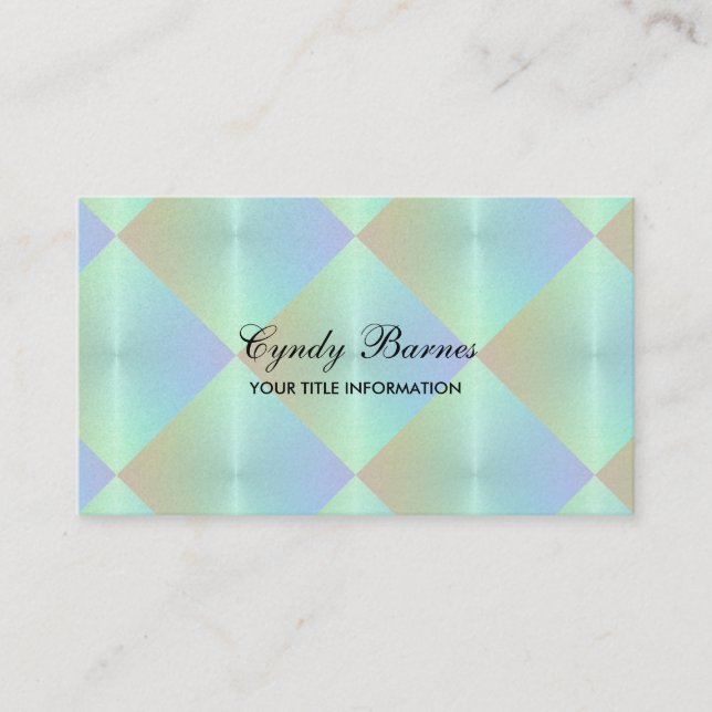 Aqua Blue Pink Pearl Look Tiles Business Card (Front)