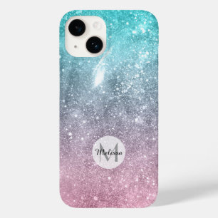 Aqua blue Pink sea galaxy abstract Monogram Case-Mate iPhone 14 Case