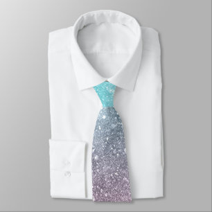Aqua blue Pink sea galaxy abstract Tie