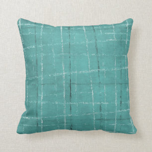 Aqua blue plaid pattern cushion
