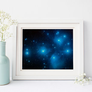 Aqua Blue Pleiades Celestial Space Photo 10x8 Poster