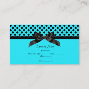 AQUA BLUE POLKA DOT BOW BUSINESS CARD 2
