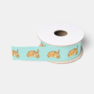 Aqua Blue Polka Dot Bunny Grosgrain Ribbon