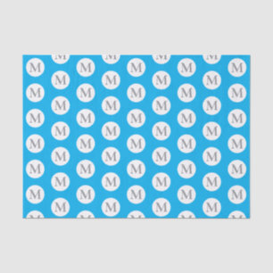 Aqua Blue Polka Dot Monogram Tissue Paper