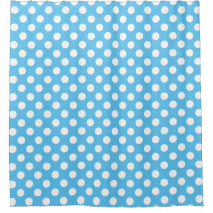 Aqua Blue Polka Dot Pattern Shower Curtain