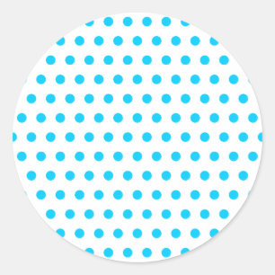 Aqua Blue Polka Dots Classic Round Sticker