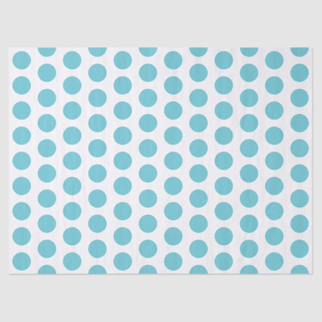 Aqua Blue Polka Dots Tissue Paper (Front)