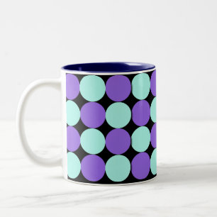Aqua & Blue Polka Dots Two-Tone Coffee Mug