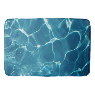 Aqua Blue Pool Water Pattern Bath Mat