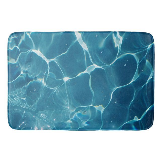 Aqua Blue Pool Water Pattern Bath Mat (Front)