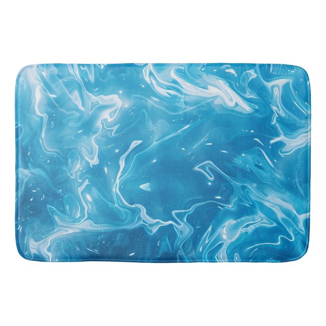 Aqua Blue Pool Water Pattern Bath Mat (Front)