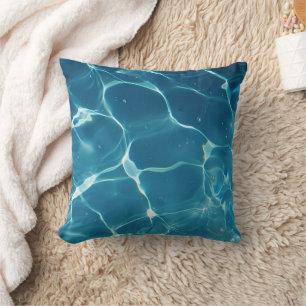 Aqua Blue Pool Water Pattern Cushion