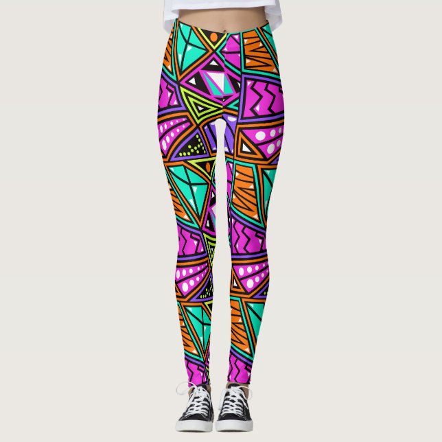 aqua blue purple diamond multi colour yoga legging (Front)