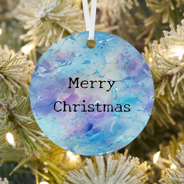 Aqua Blue Purple Ice Snow Christmas Metal Tree Decoration (Insitu)