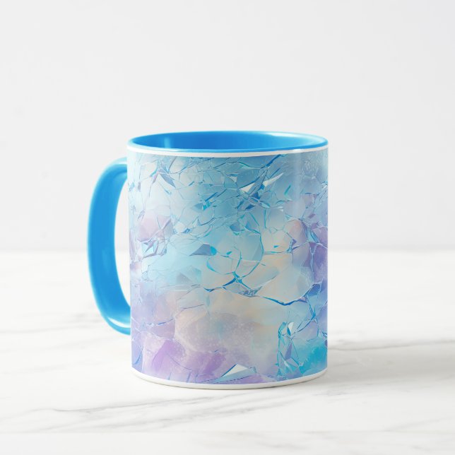 Aqua Blue Purple Ice Snow Christmas Mug (Front Left)