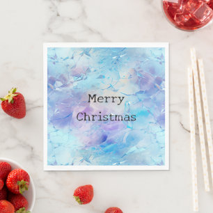 Aqua Blue Purple Ice Snow Christmas Napkin