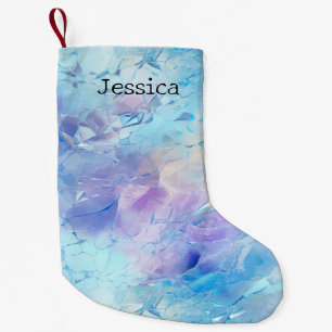 Aqua Blue Purple Ice Snow Christmas Small Christmas Stocking