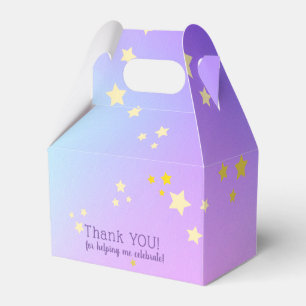 Aqua Blue,Purple Ombre ,Yellow Stars overlay Favour Box