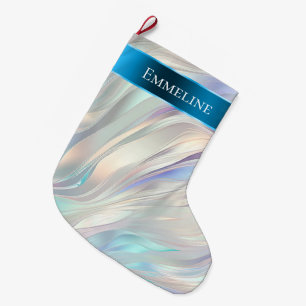 Aqua Blue Purple Pearl White Christmas Large Christmas Stocking