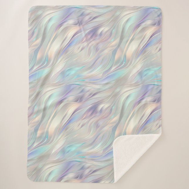 Aqua Blue Purple Pearl White Christmas Sherpa Blanket (Front)