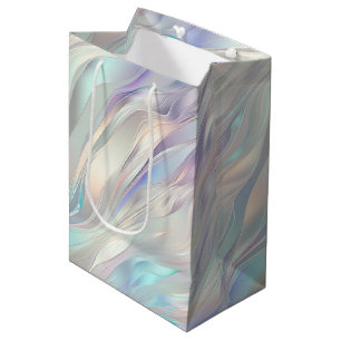 Aqua Blue Purple Pearl White Wedding Medium Gift Bag