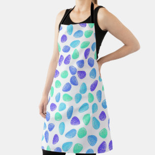 AQUA BLUE PURPLE WATERCOLOR EASTER EGGS APRON