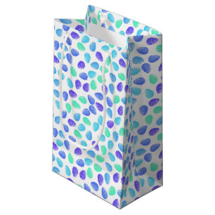AQUA BLUE PURPLE WATERCOLOR EASTER EGGS SMALL GIFT BAG