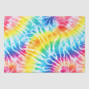 Aqua Blue Red Yellow Orange Tie Dye Birthday Tissue Paper