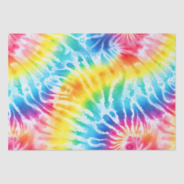 Aqua Blue Red Yellow Orange Tie Dye Birthday Tissue Paper (Front)