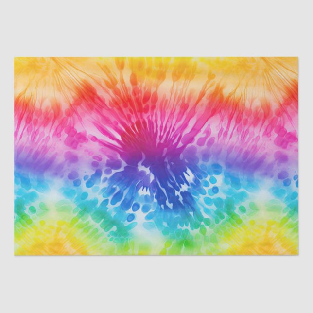 Aqua Blue Red Yellow Orange Tie Dye Birthday Tissue Paper (Front)