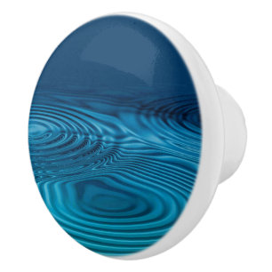 Aqua Blue Ripples Ceramic Knob